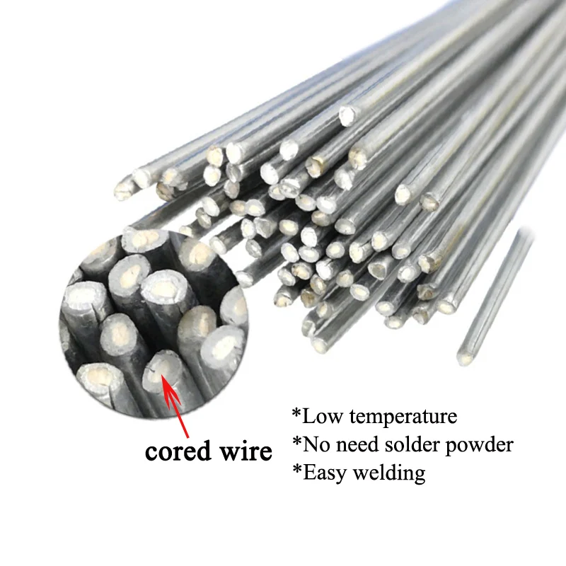50 Pcs Low Temperature Aluminum Flux Cored Welding Wire-Aluminum Repair Rod Hot Welding Wire Solid Solution Aluminum Core Aluminum Is 1.6mm Used For All White Metals 